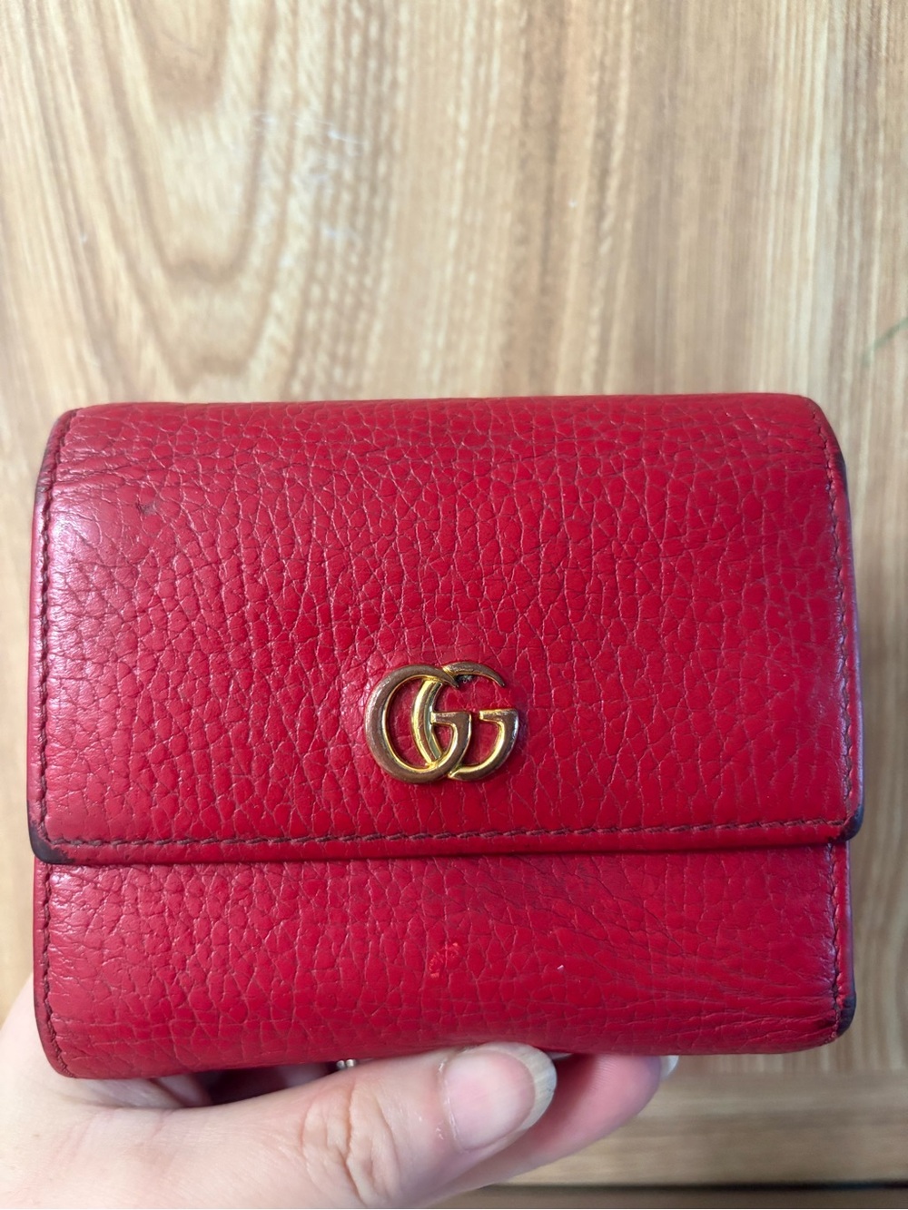 Authentic Gucci leather trifold compact wallet